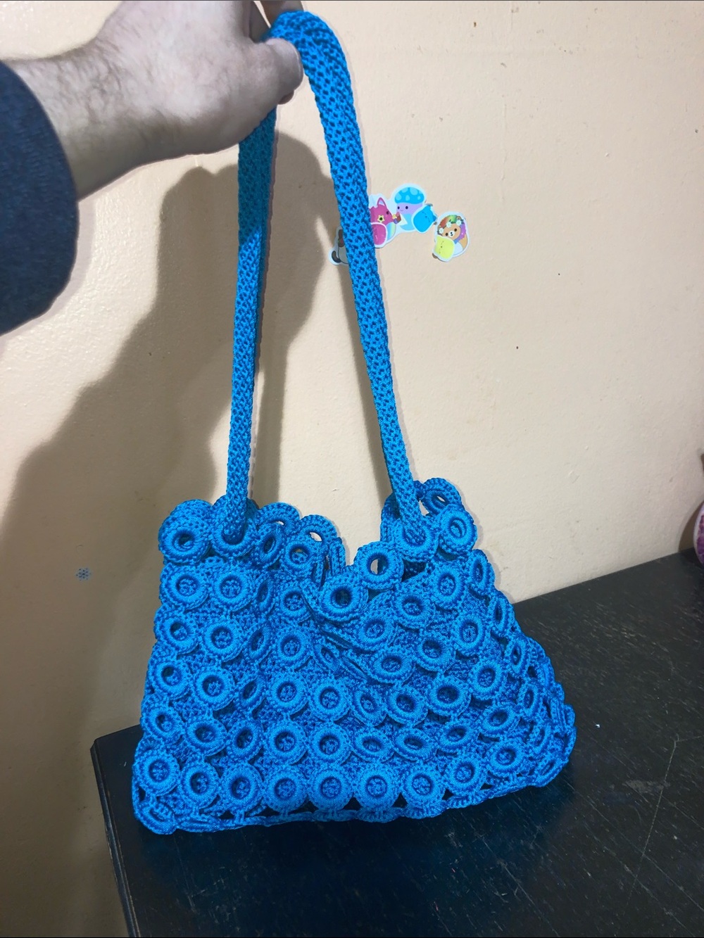 Handcrafted Turquoise Crochet Shoulder Bag
